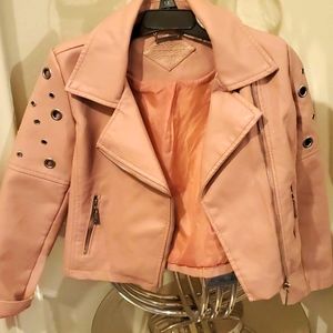 Brand new with tags Dusty rose faux leather keyhole jacket.. super cute